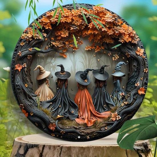 Halloween Witches Sign Gothic Witches Theme Hanging Decoration Forest Witches Sign for Doors Walls Windows Home Party Decor