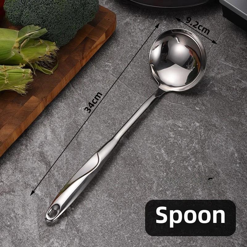 Non-Magnetic S-Shaped Stainless Steel Handle Kitchen Utensils Set Six Pieces Hollow Handle Wok Spatula Mermaid Porridge Spoon