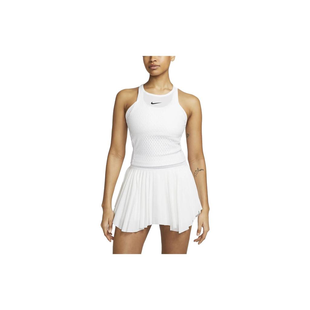 Nike Court Dri-FIT Slam Solid Tennis Tank Top Women Tops White DV3047-100