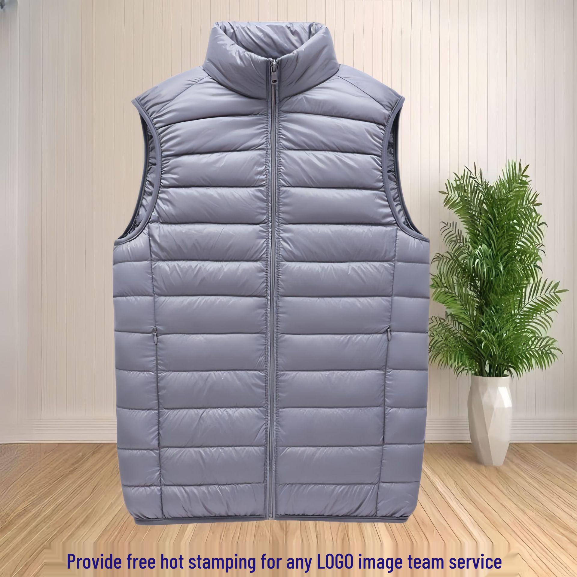 

Мужской 2024 Осень/Зима Легкий Роскошный Пуховый Жилет со Стойкой 5XL серый