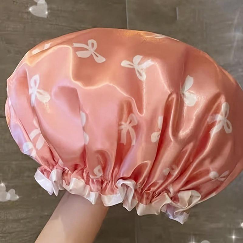 Double-layer Thickened Shower Cap New Waterproof Bath Shower Cap Bath Hair Care Shower Headset