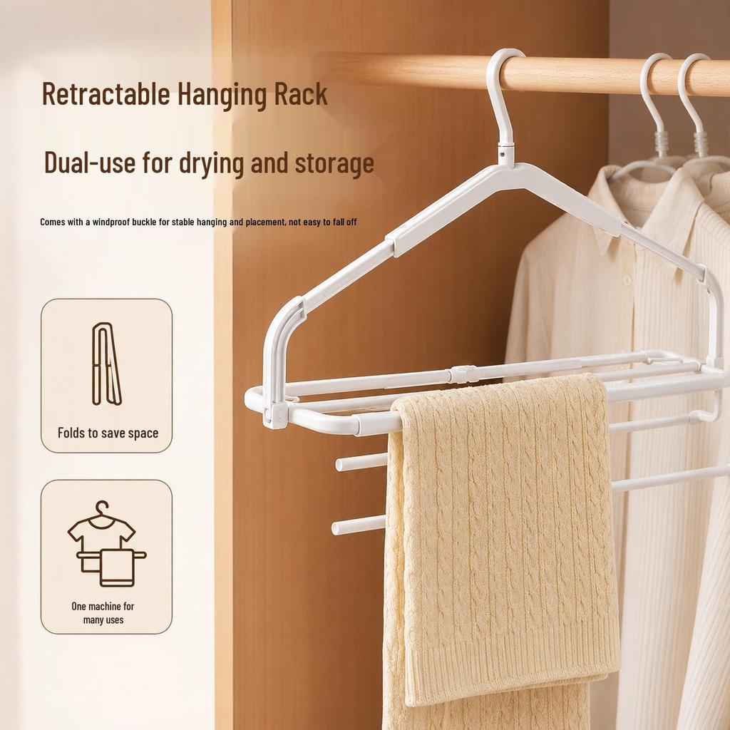 Retractable 3D Clothes Drying Rack - Space-saving, Non-slip Hanger for Sheets and Towels