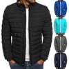 Solid Color Men Coat Stand Collar Autumn Winter Zipper Pockets Parka Jacket