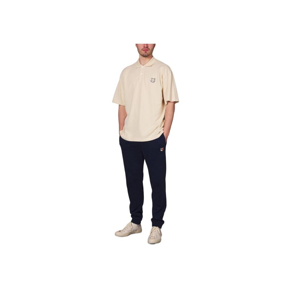 Maison Kitsune Loose Fit Patch Shoulder Short Sleeve Polo Shirt Men tops Light-Yellow MM00202KJ7010-P205