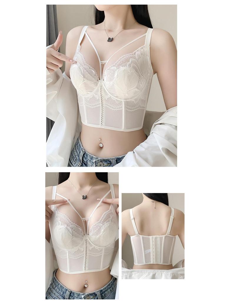 Adjustable Women's Bra: Side Breast Correction, Anti-Sagging, Eight-Row Buckle, Soft Steel Ring, Summer Thin Style.