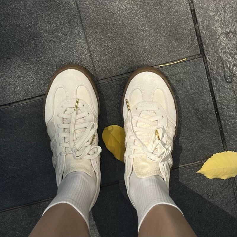 Cowhide Version~ Retro Round Head Lace-up Platform Dexun Shoes 2025 New Versatile Casual Sports Board Shoes Forrest Gump Shoes