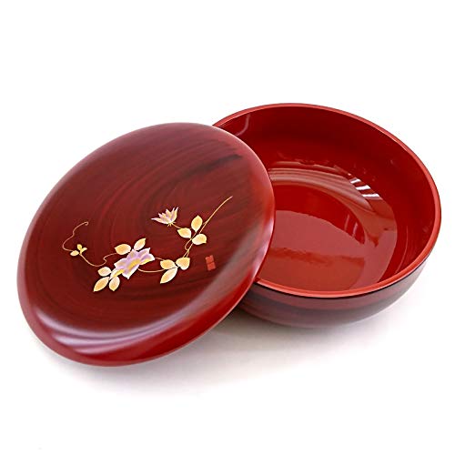 Nakanishi Kougei New Sweets Dish, Wood Grain, Kinosato, 18cm, Made in Japan, 0011028, Red, Diameter 18cm x Height 6.8cm