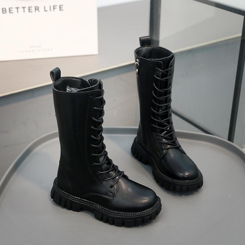 

Детские ботинки Девочки Весна и Осень 2025 Новые высокие ботинки Корейская версия Британский стиль Ботинки Мартин Кожаные ботинки принцессы Маленькая девочка 27-31 yards whole box shot 50 pairs