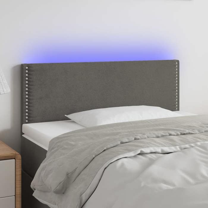VidaXL Tête de Lit à LED Meuble de Chambre à Coucher Accessoire de Lit Simple Tête de Cadre de Lit Intérieur Gris Foncé 3121503