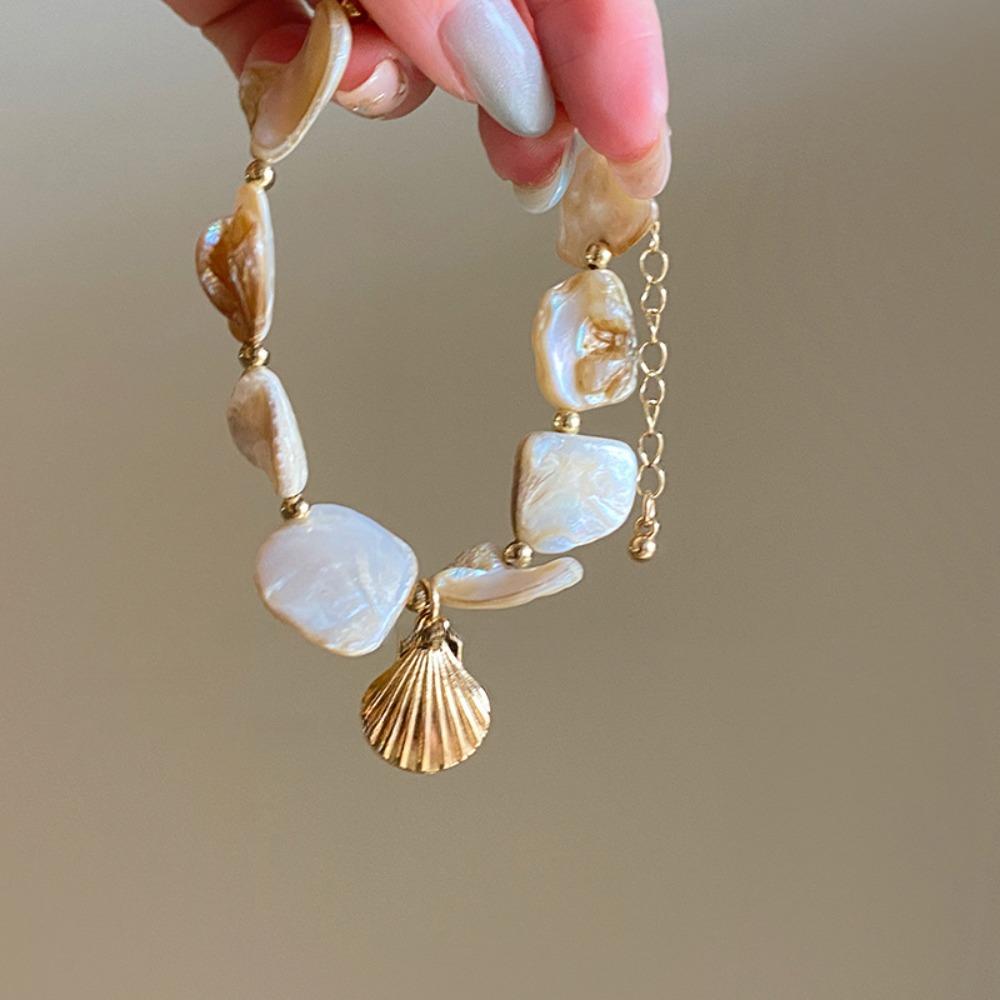 Starfish Beaded Chain Bracelet Colorful Bohemian Geometry Bangle Trendy Pearl Bracelet  Party