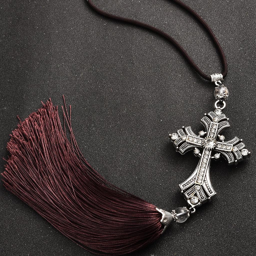 Car Pendant Cross Decoration Stylish Alloy Crystal Diamond Hanging Ornament