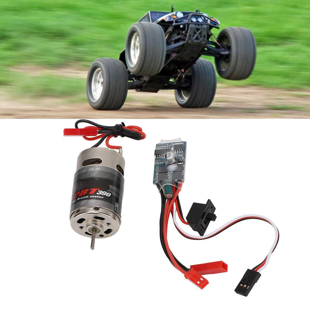 RC Car 390 Brushed Motor 30A JST Plug High Torsion Brushed Motor ESC Set for 1/16 1/18 RC Car 7.2V