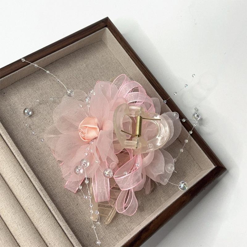 

Темперамент Сетка Бант Бусина Кисточка Женский Хвост Акула Зажим Девушка Головной Убор Аксессуары розовый