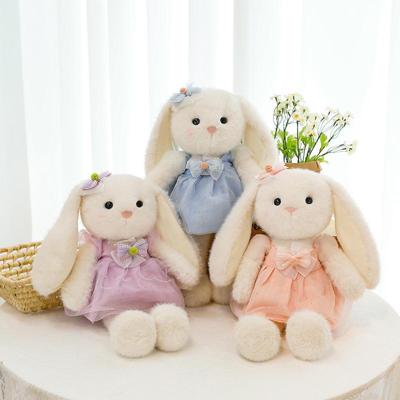 Cute Long Cartoon Ears Rabbit Plush Toy Princess Dress Stuffed Sleep Gift Doll