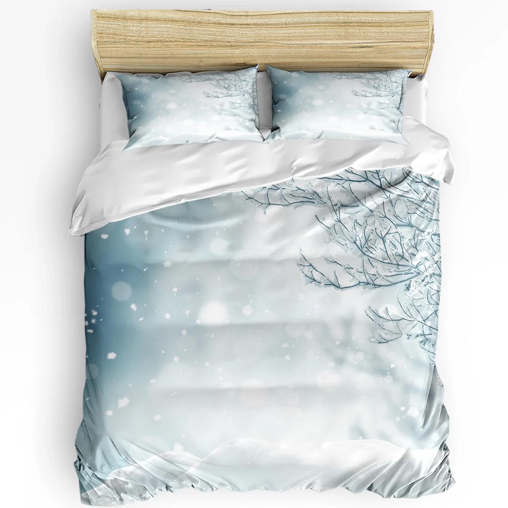 Forest Snow Landscape Beautiful 3pcs Bedding Set For Bedroom Double Bed Home Textile Duvet Cover Quilt Cover Pillowcase