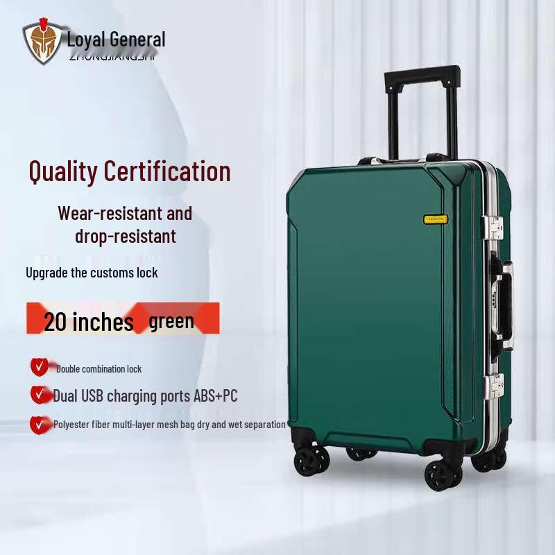 Multifunctional Aluminum Frame Unisex Spinner Luggage 20-inch