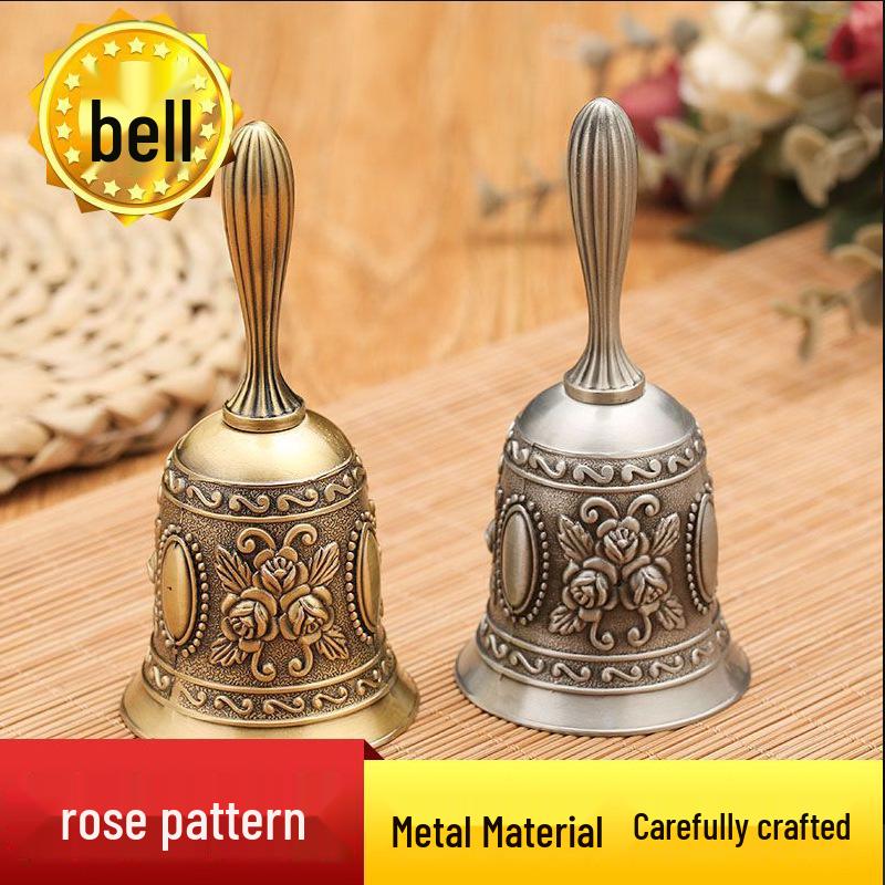 Bronze Retro Hand Crank Bell - Vintage Decorative Serving Bell for Home, Bar, or Restaurant.