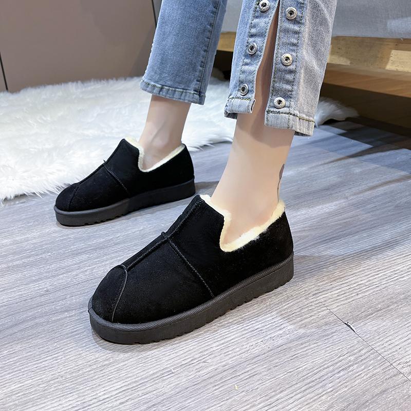 

AJGS 2024 Зимние ботинки женские короткие утолщенные хлопковые туфли противоскользящие зимние новые туфли студенческие женские черные ботинки 41 чёрный