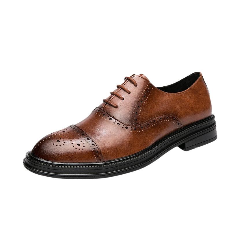 Casual leather shoes men's British pointed business dress to work groom wedding nightclub hairstylist black Korean version men's shoes