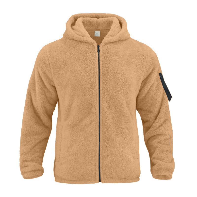 Men's Double-Faced Fleece Oversized Hooded Zip-Up High-Street Fashion Sweatshirt Jacket Top