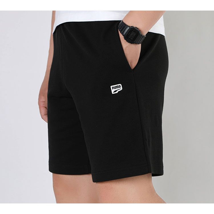 Puma Logo Knit Lace-Up Solid Casual Shorts Men Bottoms Black 530162-01