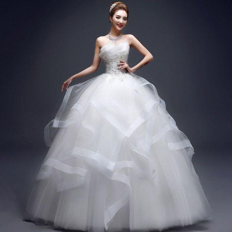 Hochzeitskleid flauschiger Rock komplett Braut große Größe Studio neu schwangere Frauen schlank Koreanisch 1011 Hochzeitskleid Neckholder