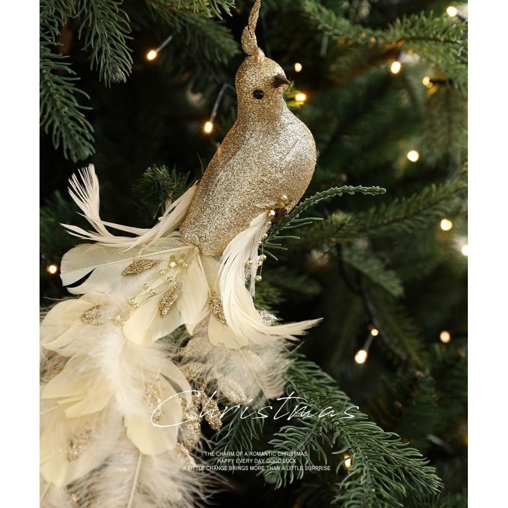 Elegante Realistische Glitzer-Weihnachts-Pfauenornamente Glitzer Simuliert Falscher Pfau Weihnachtsbaumdekoration Weihnachtsbaum