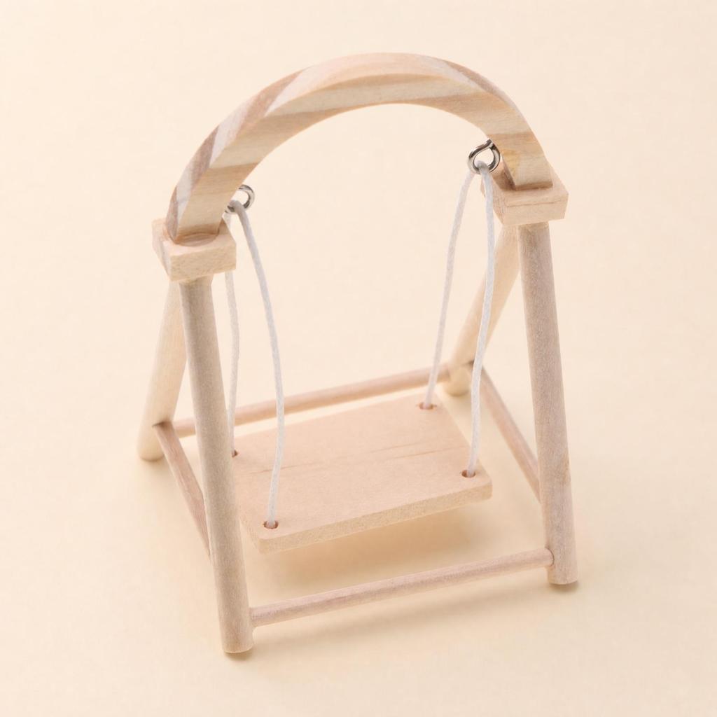 Freestanding Wooden Miniature Swing with A-Shaped Collectible Model