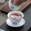 Porcelain Kung Fu Ceramic Gaiwan Tasting Household Simple Blue and White Tea Cup Gift Box Set Customizable Log