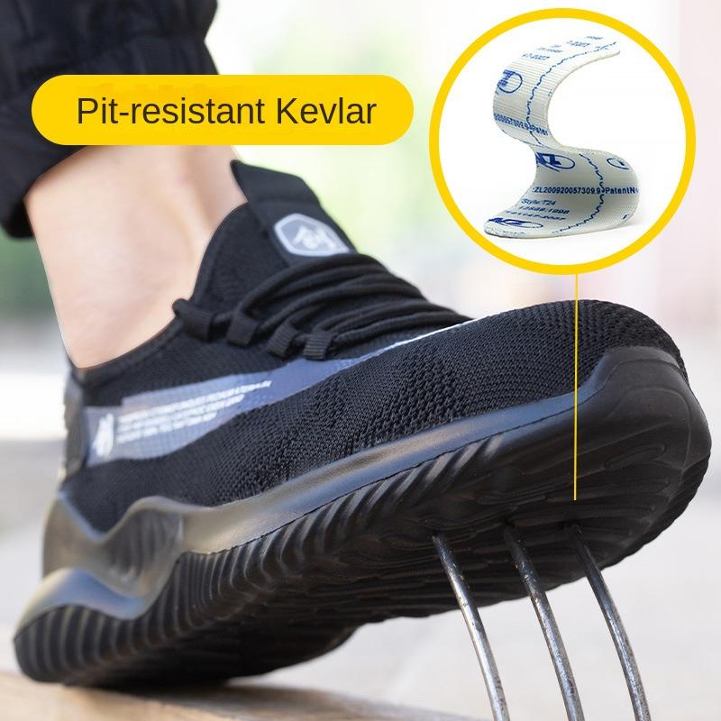 Anti-smashing and Anti-piercing Labor Insurance Shoes, Flying Woven Mesh Comfortable and Breathable Steel Bag Head Safety Shoes