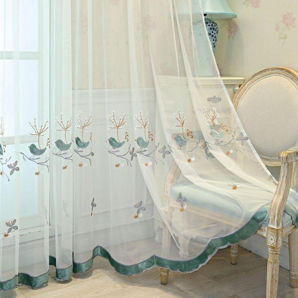 Embroidery Window Sheer Curtain, Embroidery Tulle Curtain, Three-dimensional Embroidery European Window Curtain Tulle Curtain Rod Pocket Window