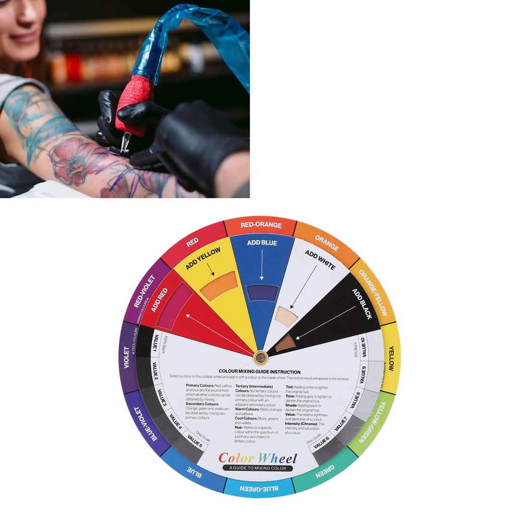 13cm Diameter Tattoo Color Wheel Chart Prevent Discoloration Tattoo Pigment Mixing Guide