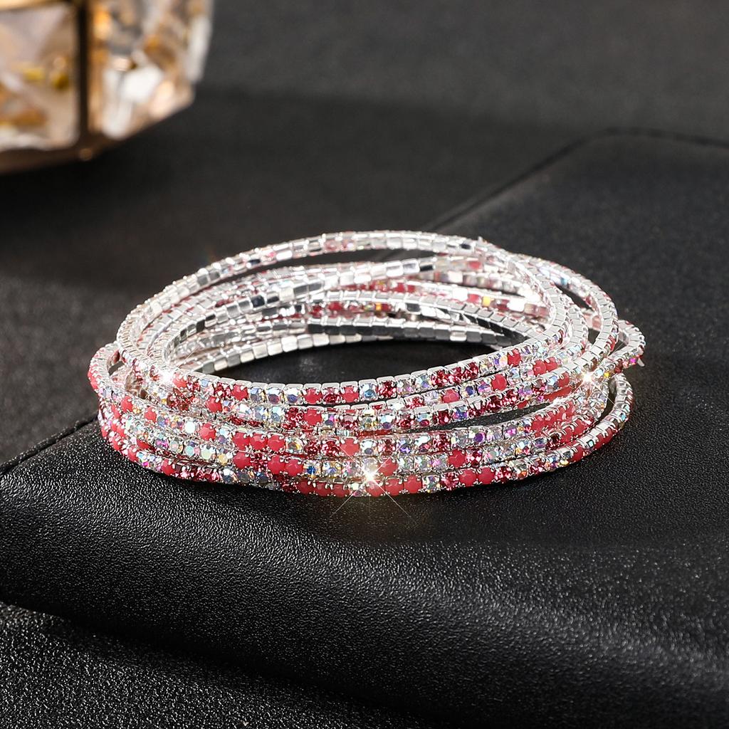 Diamond Elastic Bracelet 2mm Single Row Color Rhinestone Bracelet Women's Bracelet Women's Grab Chain Full Diamond Jewelry