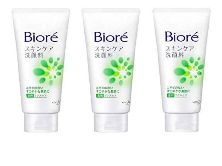 Biore Skin Care Facial Medicated Acne 130g of [Quasi-drug] Cleanser, Care, [Set 3]