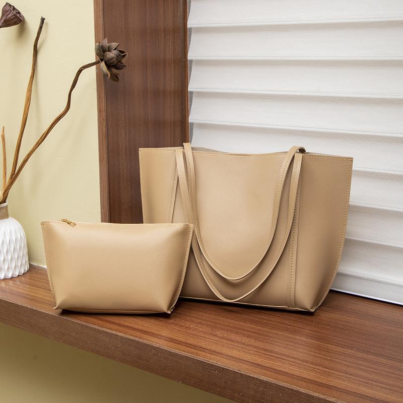 Solid Color, Large Capacity Bag, Women's, New Style, Fashionable, Retro, Tote Bag, Versatile, Single Shoulder Mother Bag