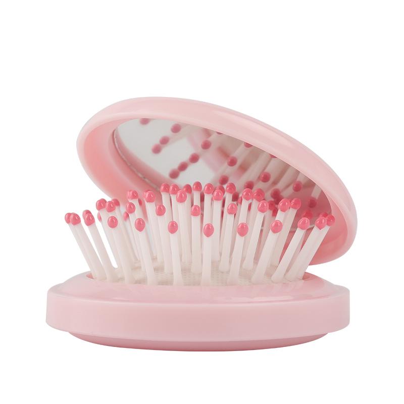 Huiyun Portable Macaron Air Cushion Comb with Folding Mirror - Hair-Smoothing, No-Tangle, Massage, Customizable Logo