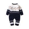 Newborn Baby Boy Girl Long Sleeve Knit Cartoon Christmas Romper Jumpsuit Clothes