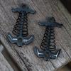 Deck Peg Windproof Aluminum Fishbone Deck Tie Down Spring Tent Stakes Tent Rope Fasteners Herringbone Pegs Fixing Spring Hooks