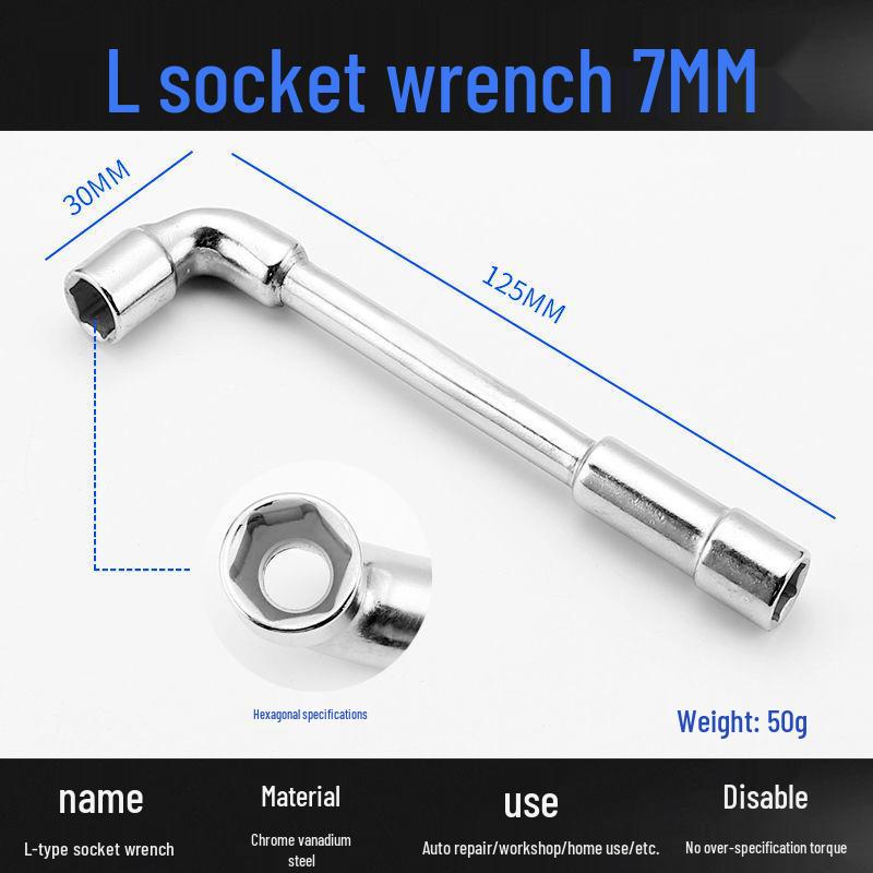 L-Shaped Hex Socket Wrench Set with Double-Ended Elbow and Perforated Pipe Wrench.