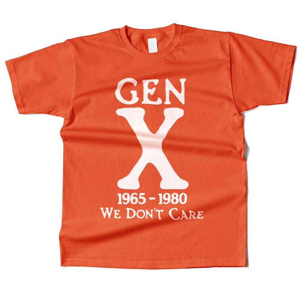 Mens Cotton Gen X 1965-1980 We Don't Care Graphic High Quality T Shirt Street Casual Style Tee for Men and Women