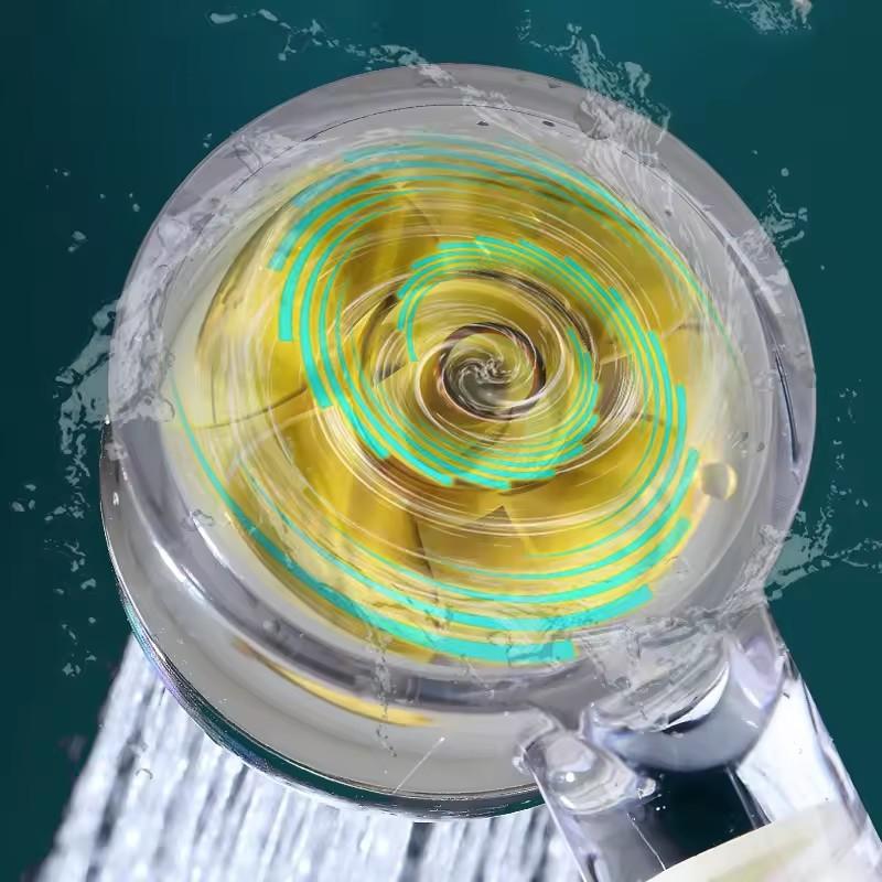 3/7 Colors Change Temperature Sensor Led Pressurized Shower Filter High Pressure Turbo Propeller Showerhead Bathroom Accessories