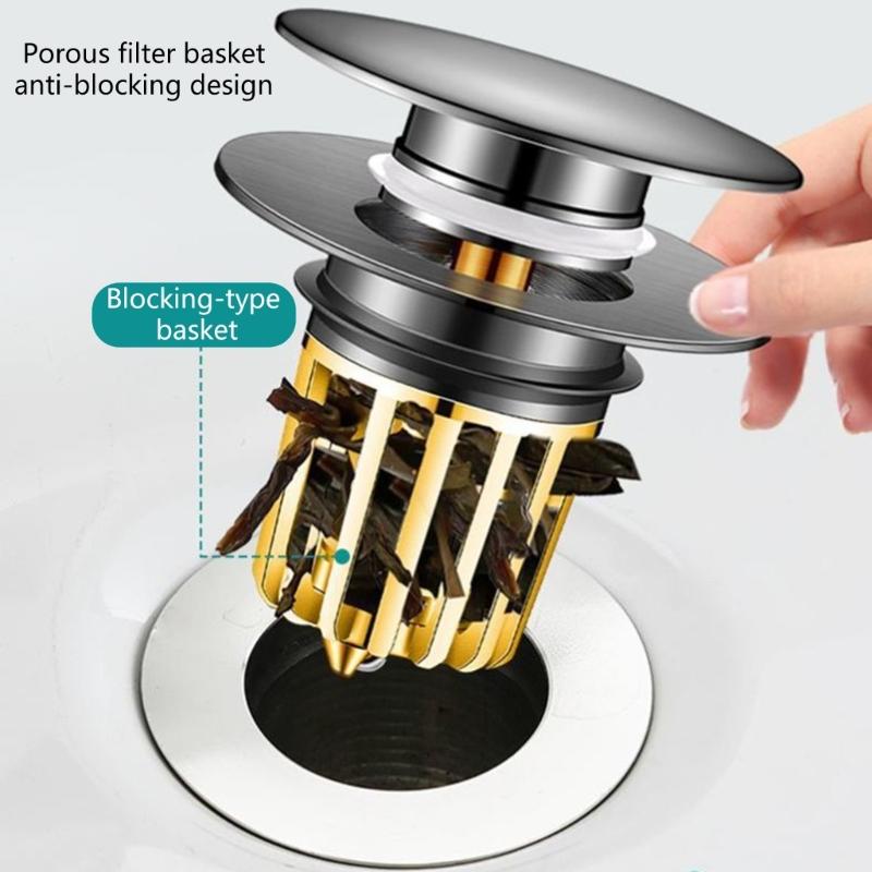 Copper Drain Filter Bounce Cores Sink Drain Plug Sink Basins Drain Basket Sink Stoppers for Bathroom Kitchen Enduring