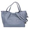 CELINE Excellent condition small Cabas drawstring Cuir Triomphe smooth calfskin 2-way shoulder bag Handbag Blue grayUsed