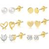 Stud Earrings for Women Hypoallergenic Sterling Silver Post Hoop and Studs Earrings Set for Multiple Piercing Small Ball Cubic Zirconia Earring Studs