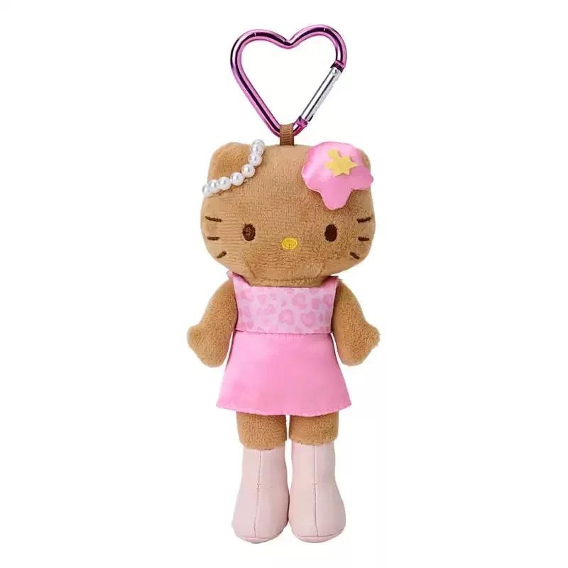 Long Leg Hello Kitty Leopard Print Black Skin Love Pendant Plush Doll Cute Schoolbag Keychain Charm Stuffed Toy Gift