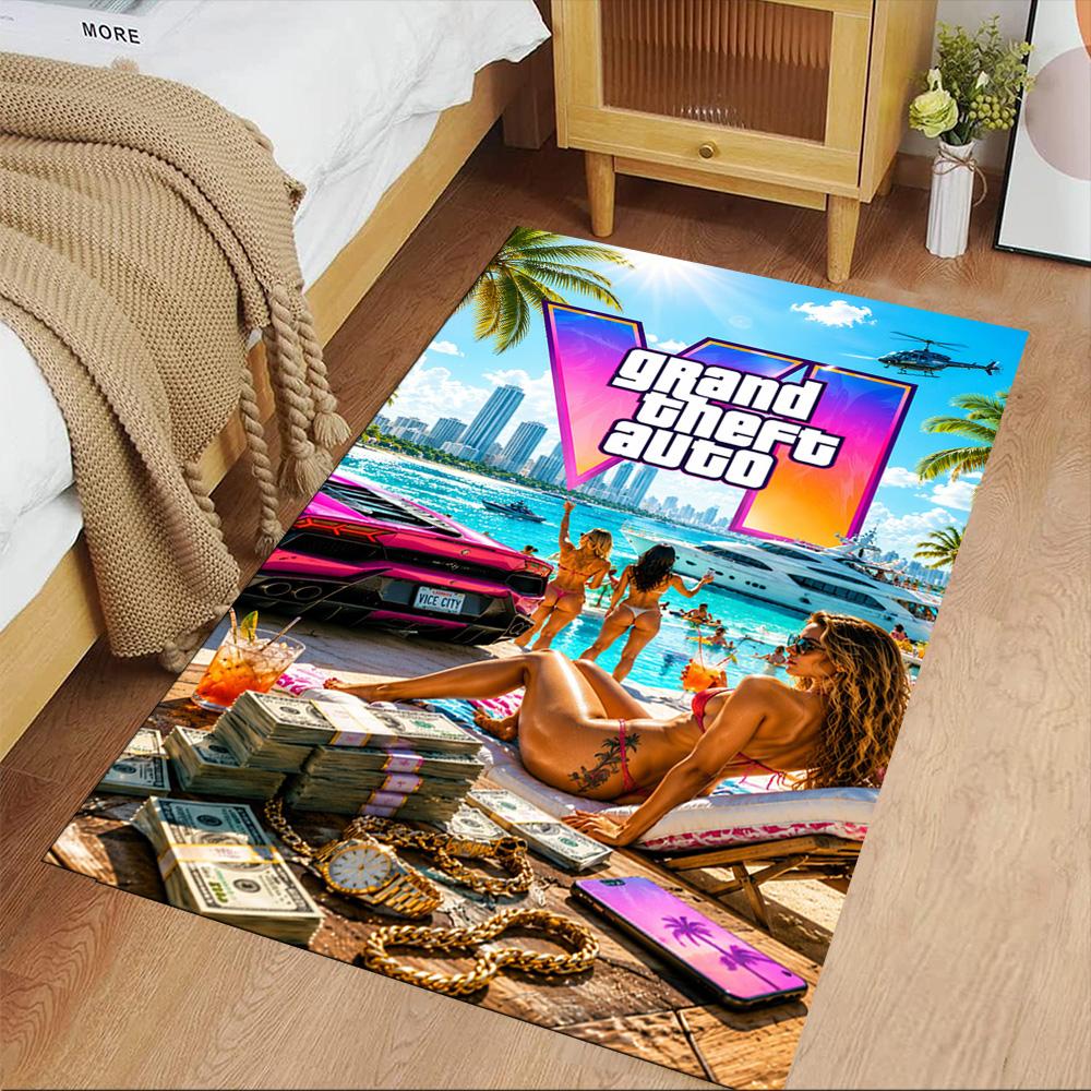 Grand Theft Auto Teppich Perfekt für Schlafzimmer Esszimmer Dekorieren Sie Zimmer Eingangsbereich Rutschfester Teppich Anime Büro Dekor Geburtstag Weihnachtsgeschenk