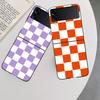 Retro Klassisches Schachbrett Gitter Handyhülle Für Samsung Z Flip 7 6 5G Galaxy Z Flip 5 4 3 Schwarz Hart Cell Hülle Luxus PC Schale C