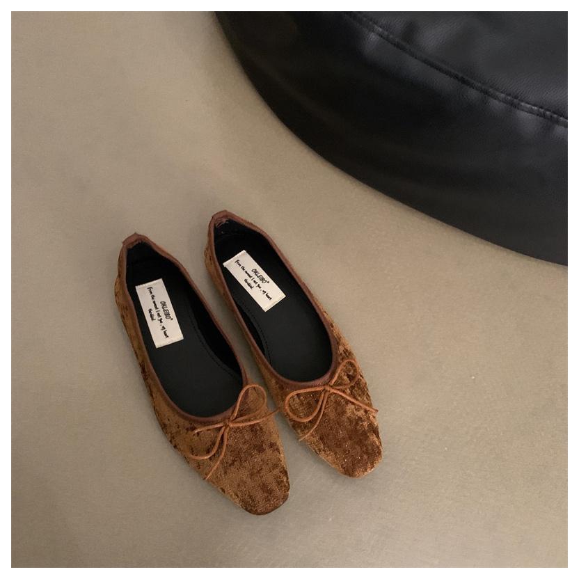 

Retro Ultra-soft Shoes Women 2025 Autumn Bow Knot Flat Sole Single Shoe Leisure Comfortable Suede New Ballet Shoes Zapatos Mujer 35