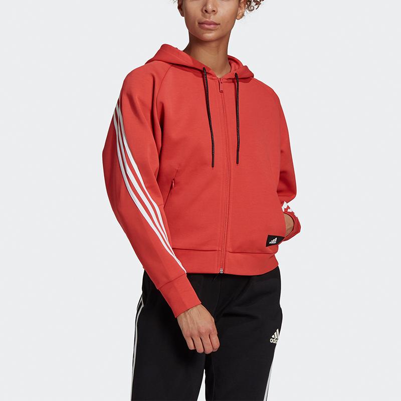 Adidas W Fi 3S Fz Hd Sports Solid Color Striped Jacket Women Jacket Deep-Pink GJ5418