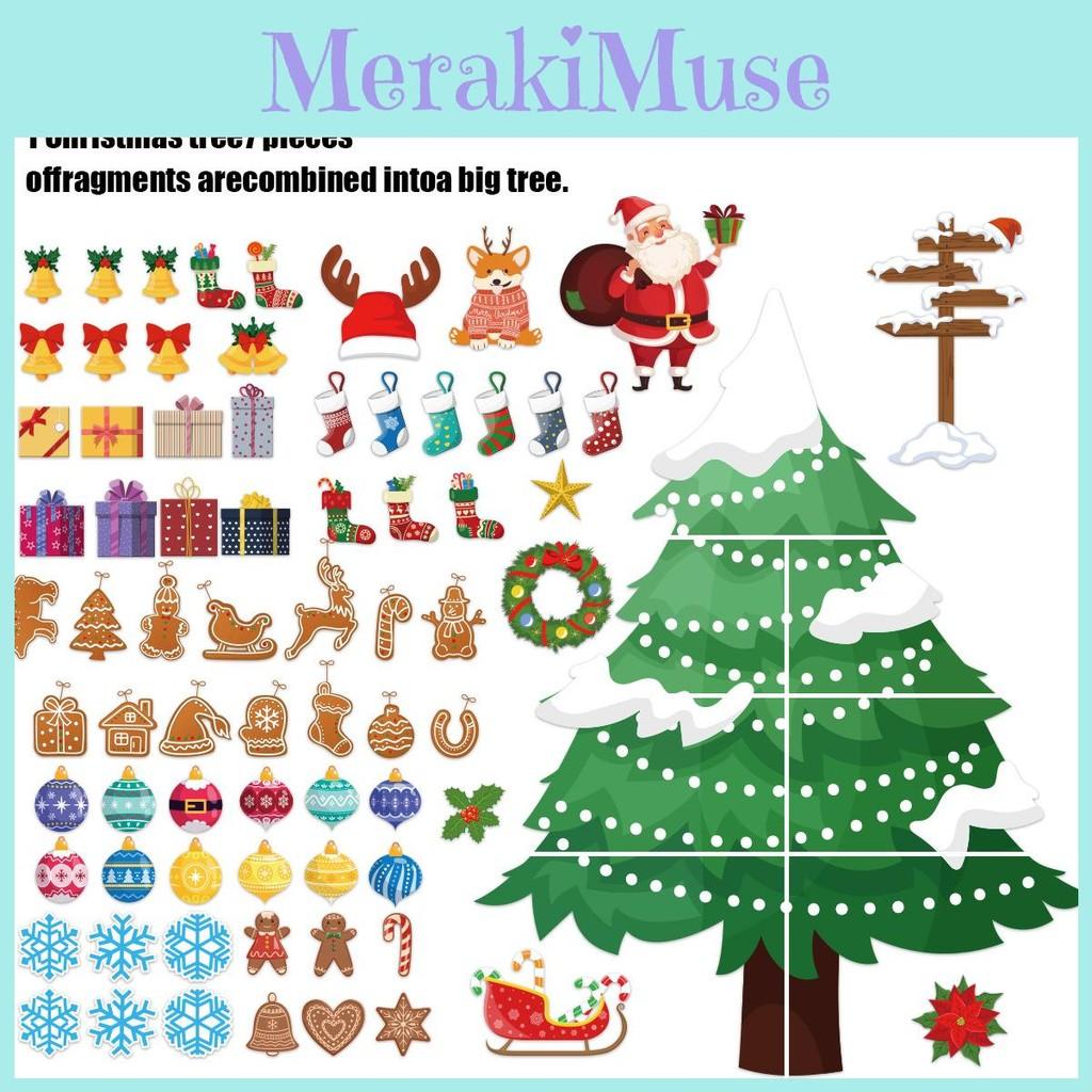 Christmas Festive Wall Decor Art Paper Cards Stickers Set With Pattern Tree